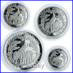 Zambia set of 4 coins African wildlife Elephants silver proof 2003