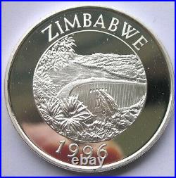 Zimbabwe 1996 Elephant 10 Dollars 1oz Silver Coin, Proof