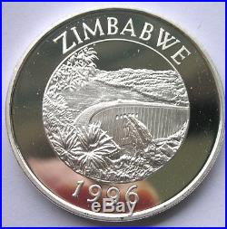Zimbabwe 1996 Elephants 10 Dollars 1oz Silver Coin, Proof